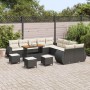 Conjunto de sofá de jardín 14 pcs Negro ratán sintético