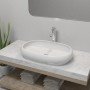 Lavabo de baño ovalado con grifo mezclador cerámica blanco en Lavabos | Comprar online en Foro24