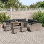 Conjunto de sofá de jardín 14 pcs Gris ratán sintético