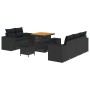 Conjunto de sofá de jardín 8 pcs Negro ratán sintético