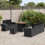 Conjunto de sofá de jardín 8 pcs Negro ratán sintético