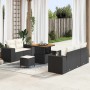 Conjunto de sofá de jardín 8 pcs Negro ratán sintético