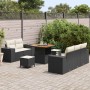 Conjunto de sofá de jardín 8 pcs Negro ratán sintético