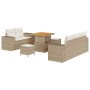 Conjunto de sofá de jardín 8 pcs Beige ratán sintético