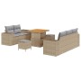 Conjunto de sofá de jardín 8 pcs Beige ratán sintético