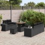 Conjunto de sofá de jardín 8 pcs Negro ratán sintético