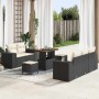 Conjunto de sofá de jardín 8 pcs Negro ratán sintético