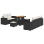 Conjunto de sofá de jardín 8 pcs Negro ratán sintético