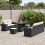 Conjunto de sofá de jardín 8 pcs Negro ratán sintético