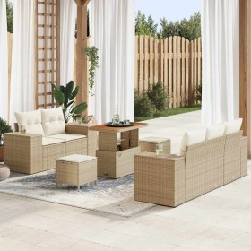 Conjunto de sofá de jardín 8 pcs Beige ratán sintético