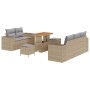 Conjunto de sofá de jardín 8 pcs Beige ratán sintético