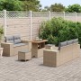 Conjunto de sofá de jardín 8 pcs Beige ratán sintético