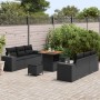 Conjunto de sofá de jardín 9 pcs Negro Poliratán