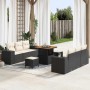 Conjunto de sofá de jardín 9 pcs Negro Poliratán