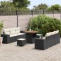 Conjunto de sofá de jardín 9 pcs Negro Poliratán