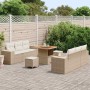 Conjunto de sofá de jardín 9 pcs Beige Poliratán