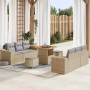 Conjunto de sofá de jardín 9 pcs Beige Poliratán
