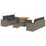 Conjunto de sofá de jardín 9 pcs Gris Poliratán