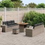 Conjunto de sofá de jardín 9 pcs Gris Poliratán