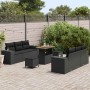 Conjunto de sofá de jardín 9 pcs Negro Poliratán