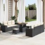Conjunto de sofá de jardín 9 pcs Negro Poliratán