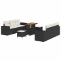 Conjunto de sofá de jardín 9 pcs Negro Poliratán