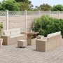 Conjunto de sofá de jardín 9 pcs Beige Poliratán