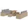 Conjunto de sofá de jardín 9 pcs Beige Poliratán