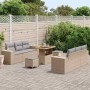 Conjunto de sofá de jardín 9 pcs Beige Poliratán