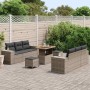 Conjunto de sofá de jardín 9 pcs Gris Poliratán