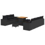 Conjunto de sofá de jardín 10 pcs Negro ratán sintético