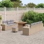 Conjunto de sofá de jardín 10 pcs Beige ratán sintético