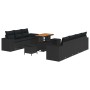Conjunto de sofá de jardín 10 pcs Negro ratán sintético