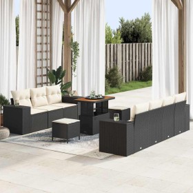 Conjunto de sofá de jardín 10 pcs Negro ratán sintético