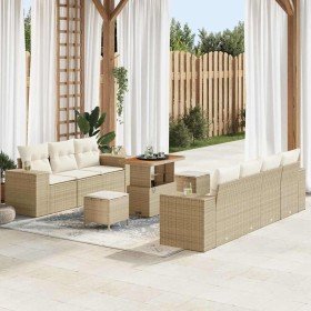 Conjunto de sofá de jardín 10 pcs Beige ratán sintético Conjunto de sofá de jardín 10 pcs Beige ratán sintético