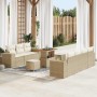 Conjunto de sofá de jardín 10 pcs Beige ratán sintético