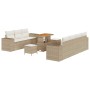 Conjunto de sofá de jardín 10 pcs Beige ratán sintético