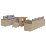 Conjunto de sofá de jardín 10 pcs Beige ratán sintético