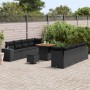 Conjunto de sofá de jardín 11 pcs Negro ratán sintético