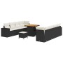 Conjunto de sofá de jardín 11 pcs Negro ratán sintético