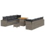 Conjunto de sofá de jardín 11 pcs Gris ratán sintético