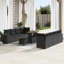 Conjunto de sofá de jardín 11 pcs Negro ratán sintético