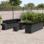 Conjunto de sofá de jardín 11 pcs Negro ratán sintético