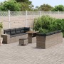 Conjunto de sofá de jardín 11 pcs Gris ratán sintético