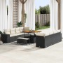 Conjunto de sofá de jardín 11 pcs Negro ratán sintético