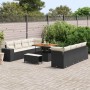 Conjunto de sofá de jardín 11 pcs Negro ratán sintético