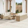 Conjunto de sofá de jardín 11 pcs Beige ratán sintético