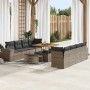 Conjunto de sofá de jardín 11 pcs Gris ratán sintético