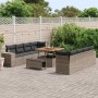 Conjunto de sofá de jardín 11 pcs Gris ratán sintético