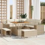 Conjunto de sofá de jardín 8 pcs Beige ratán sintético